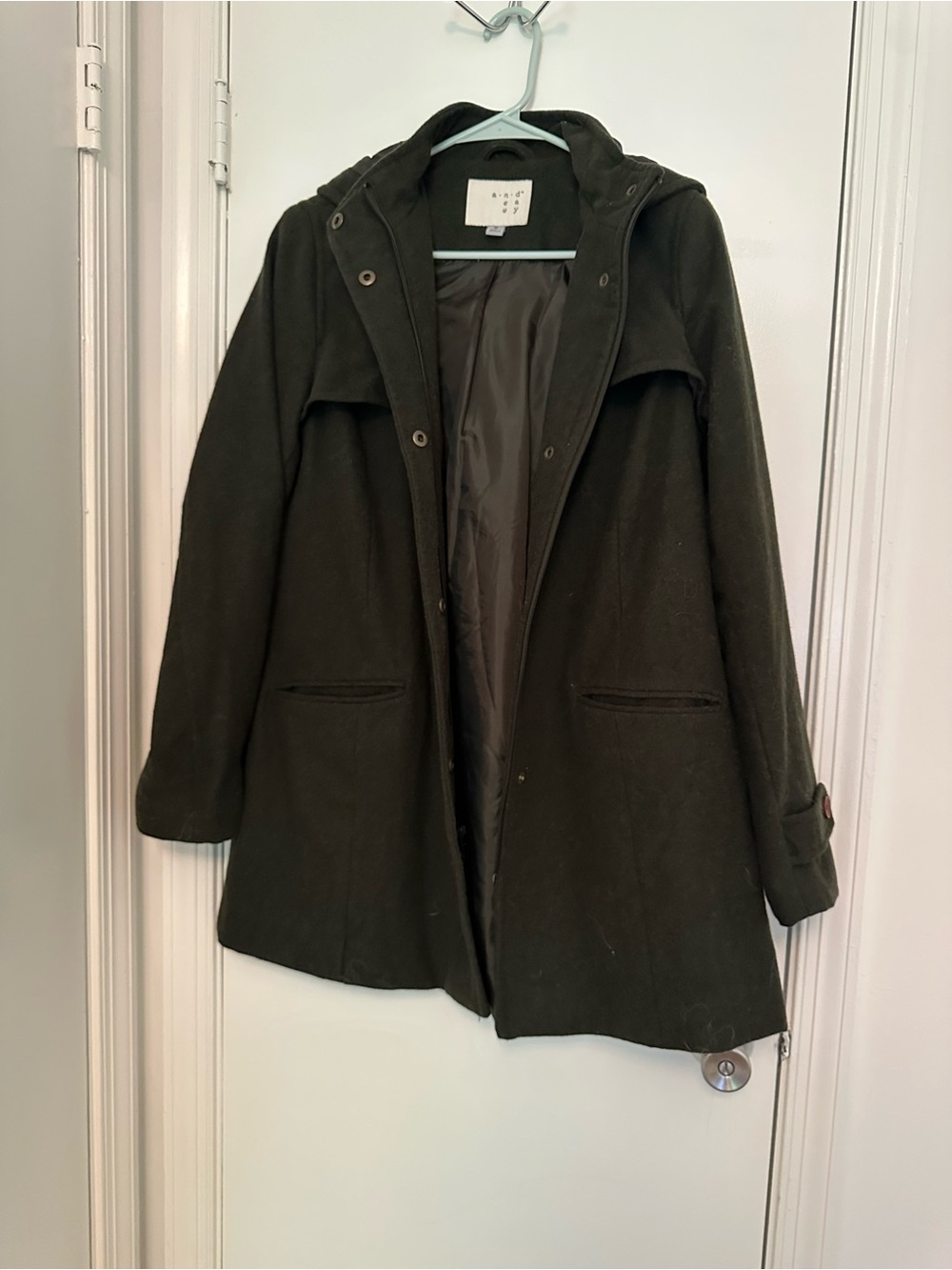 a new day grayish black Hooded Coat